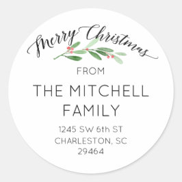 Vrolijk Kerstmis Holly retour adres Sticker