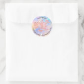 Vrolijk Kerstmis Holografische Roze RSVP Gilry Ronde Sticker (Tas)