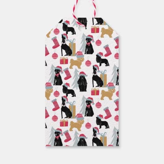 Vrolijk Kerstmis hond patroon Cadeaulabel (Achterkant)