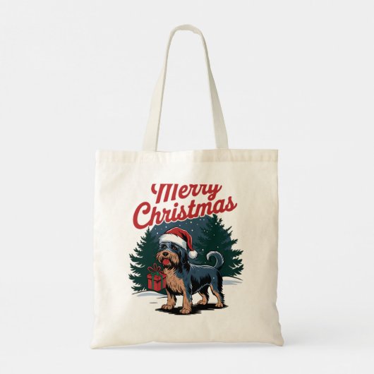 Vrolijk Kerstmis Hond Tote Bag (Achterkant)