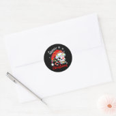 Vrolijk Kerstmis Horror Santa schedel met Candy Ca Ronde Sticker (Envelop)