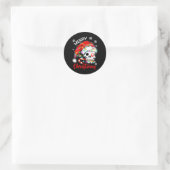 Vrolijk Kerstmis Horror Santa schedel met Candy Ca Ronde Sticker (Tas)