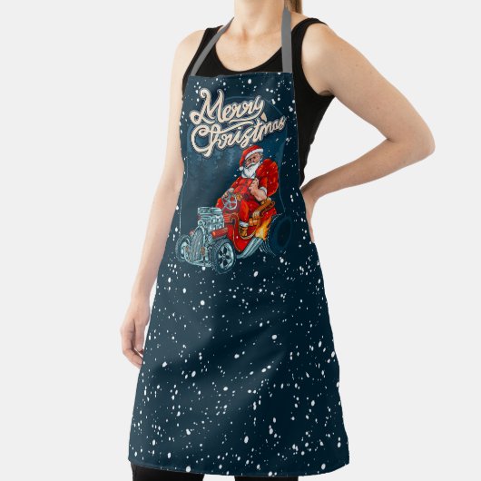 Vrolijk Kerstmis Hotrod Grappige Auto Sinterklaas Schort (Insitu)
