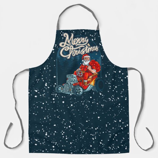 Vrolijk Kerstmis Hotrod Grappige Auto Sinterklaas Schort (Voorkant)