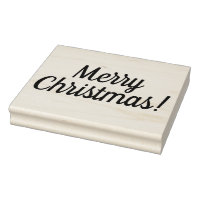 Vrolijk Kerstmis Houten Blok Opgezette Rubberzegel