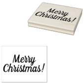 Vrolijk Kerstmis Houten Blok Opgezette Rubberzegel Rubberstempel (Gestempeld)