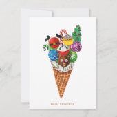 Vrolijk Kerstmis Ijsroom Waffle Cone Dessert Feestdagenkaart (Voorkant)