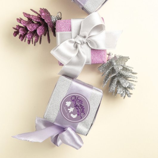 Vrolijk Kerstmis Ingelijste Boom Naam Goud Smoky P Ronde Sticker