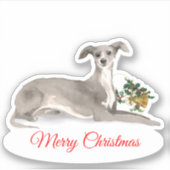 Vrolijk Kerstmis Italiaans Greyhound Custom-Cut Vi Sticker (Voorkant)