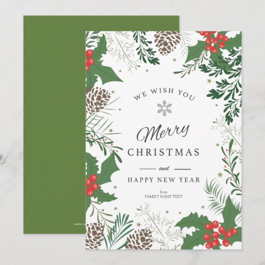 Vrolijk Kerstmis Kaart Kerstmis gebladerte lijst (Voorkant / Achterkant)