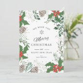 Vrolijk Kerstmis Kaart Kerstmis gebladerte lijst (Staand voorkant)