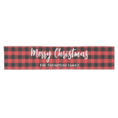 Vrolijk Kerstmis Kalligrafie Buffel Controleer Pat Korte Tafelloper (Horizontaal)