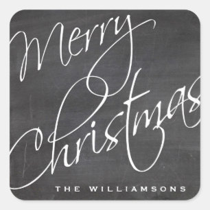 Vrolijk Kerstmis Kalligrafie Chalkboard Custom Vierkante Sticker