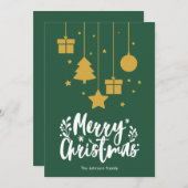 Vrolijk Kerstmis Kalligrafie Groene Kerstmis Kaart (Voorkant / Achterkant)