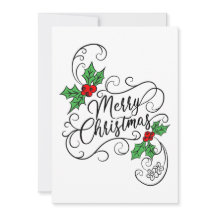 Vrolijk Kerstmis Kalligrafie Holly Groet