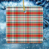 Vrolijk Kerstmis Kalligrafie Navy Blue Plaid Foto Keramisch Ornament