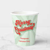 Vrolijk Kerstmis Kalligrafie Retro Script Rood Gro Papieren Bekers (Voorkant)