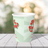 Vrolijk Kerstmis Kalligrafie Retro Script Rood Gro Papieren Bekers