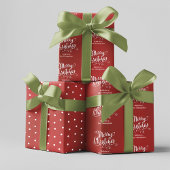 Vrolijk Kerstmis Kalligrafie Rood en Wit Inpakpapier Vel