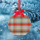 Vrolijk Kerstmis Kalligrafie Rood Groen Plaid Foto Keramisch Ornament