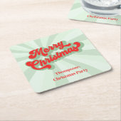 Vrolijk Kerstmis Kalligrafie Rood Groen Whimsical Kartonnen Onderzetters (Schuin)