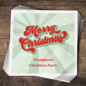 Vrolijk Kerstmis Kalligrafie Rood Groen Whimsical Servet