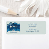 Vrolijk Kerstmis Kalligrafie Santa Sleigh Rendier Etiket (Insitu)