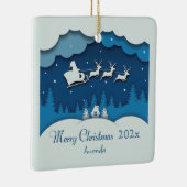 Vrolijk Kerstmis Kalligrafie Santa Sleigh Rendier Keramisch Ornament (Rechts)