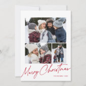 Vrolijk Kerstmis Kalligrafie Script Eenvoudig 4 Fo Feestdagenkaart (Voorkant)