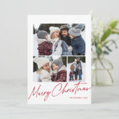 Vrolijk Kerstmis Kalligrafie Script Eenvoudig 4 Fo Feestdagenkaart (Staand voorkant)