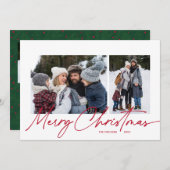 Vrolijk Kerstmis Kalligrafie Script Eenvoudig 4 Fo Feestdagenkaart (Voorkant / Achterkant)