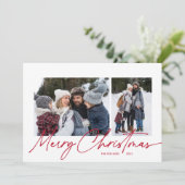 Vrolijk Kerstmis Kalligrafie Script Eenvoudig 4 Fo Feestdagenkaart (Staand voorkant)