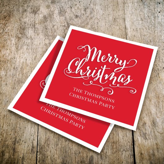 Vrolijk Kerstmis Kalligrafie Script Eenvoudig rood Servet