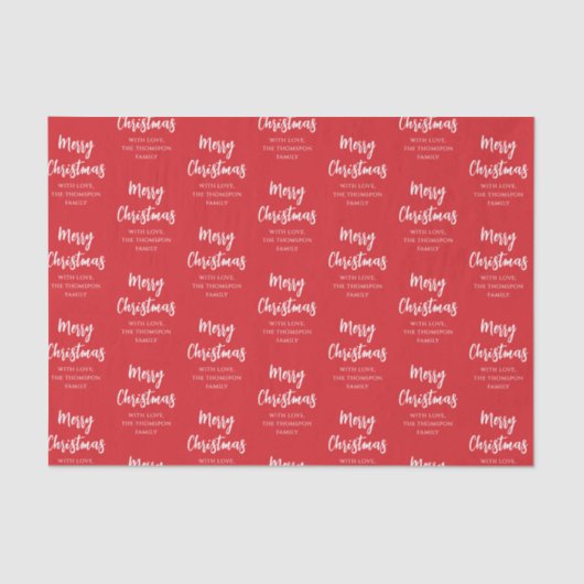 Vrolijk Kerstmis Kalligrafie Script Eenvoudig rood Tissuepapier (Voorkant)