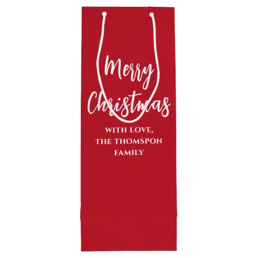 Vrolijk Kerstmis Kalligrafie Script Eenvoudig rood Wijn Cadeautas (Achterkant)