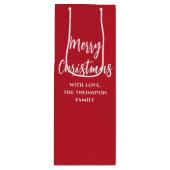 Vrolijk Kerstmis Kalligrafie Script Eenvoudig rood Wijn Cadeautas (Voorkant)