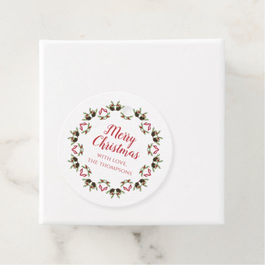 Vrolijk Kerstmis Kalligrafie Script Moderne krans Bedankjes Labels (In situ)