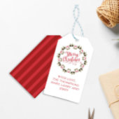 Vrolijk Kerstmis Kalligrafie Script Moderne krans Cadeaulabel