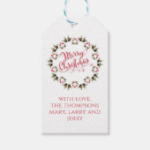 Vrolijk Kerstmis Kalligrafie Script Moderne krans Cadeaulabel (Voorkant)