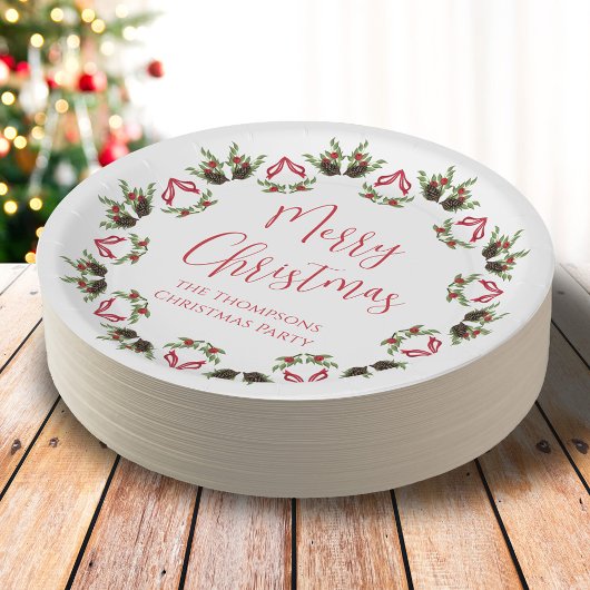 Vrolijk Kerstmis Kalligrafie Script Moderne krans Papieren Bordje