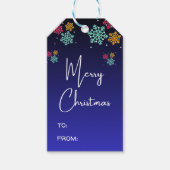 Vrolijk Kerstmis Kalligrafie Script Navy Blauw Pla Cadeaulabel (Voorkant)