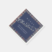 Vrolijk Kerstmis Kalligrafie Script Navy Blauw Pla Servet (Hoek)