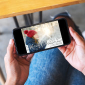 Vrolijk Kerstmis Kalligrafie Script Red Plaid Feestdagenkaart