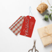 Vrolijk Kerstmis Kalligrafie Script Schattige Rood Cadeaulabel