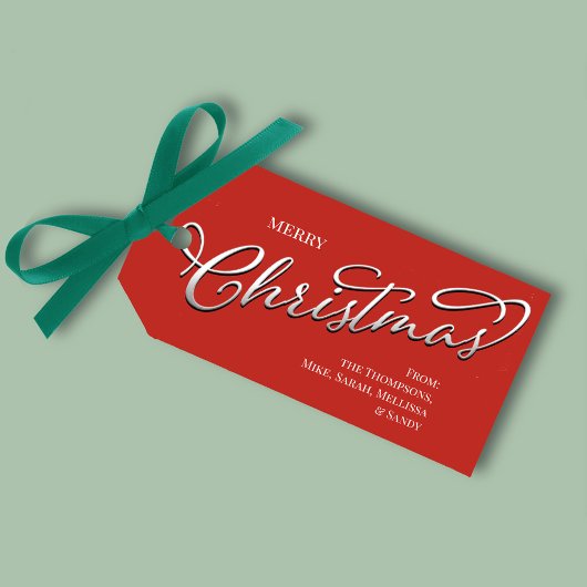 Vrolijk Kerstmis Kalligrafie Script Schattige Rood Cadeaulabel