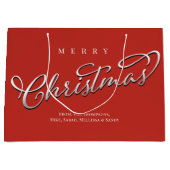 Vrolijk Kerstmis Kalligrafie Script Schattige Rood Groot Cadeauzakje (Voorkant)