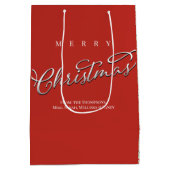 Vrolijk Kerstmis Kalligrafie Script Schattige Rood Medium Cadeauzakje (Achterkant)