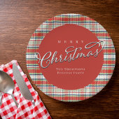 Vrolijk Kerstmis Kalligrafie Script Schattige Rood Papieren Bordje