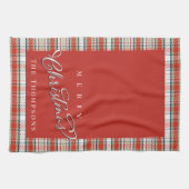 Vrolijk Kerstmis Kalligrafie Script Schattige Rood Theedoek (Horizontaal)