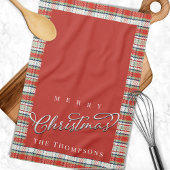 Vrolijk Kerstmis Kalligrafie Script Schattige Rood Theedoek